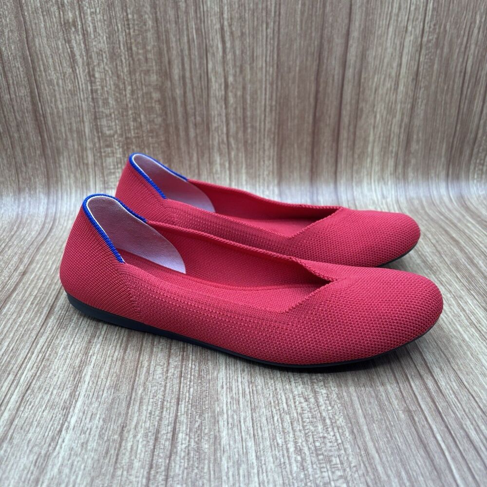 Rothy’s The Flat Round Toe Flats Bright Red Washable  Shoes Women’s‎ Size 6.5